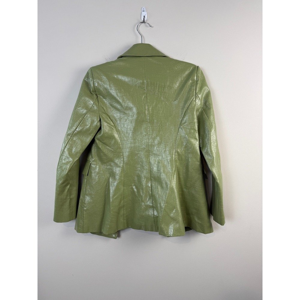 Princess Polly Green Croc Embossed Jacket Women's Size 0 Faux Leather - Picture 2 of 12